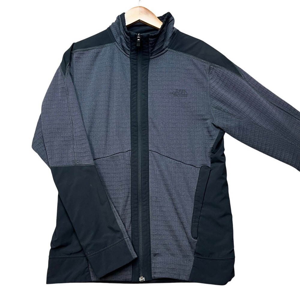 The North Face Jacket Mens Small Gray Black Colorblock Fleece Mountain Athletics